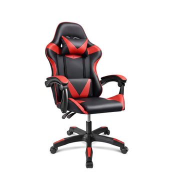 Silla gaming reclinable y con altura ajustable 117-128 cm negro rojo