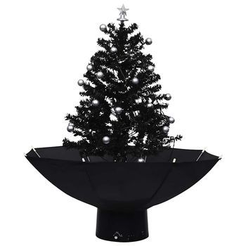 Árbol De Navidad | Decoraciones De Navidad Con Nieve Con Base De Paraguas Pvc Negro 75 Cm