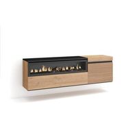 mueble tv television muebles de salon almacenaje 150x45x35cm para tv hasta 65 chimenea electrica colgado suspendido estilo moderno roble