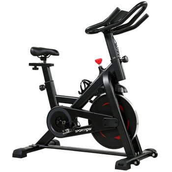 SPORTNOW Bicicleta Estática en Casa con App Resistencia Magnética Regulable Pantalla LCD Asiento y Manillar Ajustables Ruedas   Aosom España
