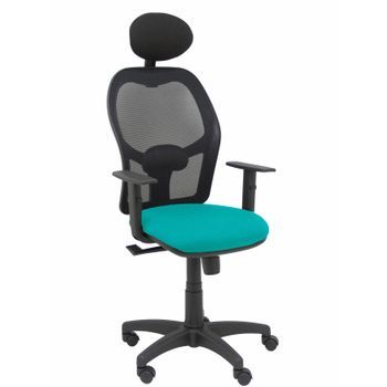 Silla Alocén Malla Negra Asiento Bali Turquesa Brazos Regulables Cabecero Fijo