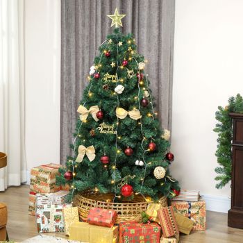 Árbol De Navidad De Plástico Acero Homcom Ø90x150 Cm Verde
