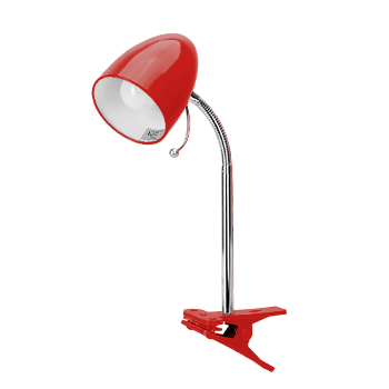Aigostar - Flexo LED Escritorio con Pinza, E27(Max 11W), Cable 1,5 m con Interruptor, H35cm, Bombilla No Incluida, Roja