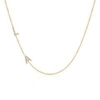cadena de letras de oro de 14 quilates con diamantes
