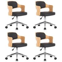sillas de comedor giratorias 4 uds madera curvada y cuero negro vidaxl