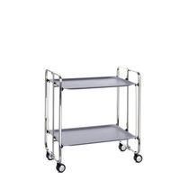carrito auxiliar plegable bauhaus cromado con ruedas r 2 niveles y 4 posicionesgris