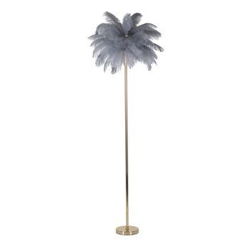 Lámpara De Pie De Metal Con Plumas Gris Ø Cm 55x160