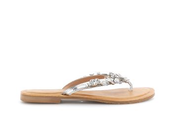 chanclas planas de piel con accesorios joya silver