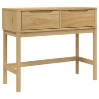 mesa consola  mesa de entrada  mesa auxiliar floro madera maciza de pino marron 895x365x73 cm
