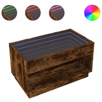 Mesa De Centro Con Infinity Led Roble Ahumado 90x50x50 Cm Vidaxl