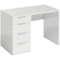 homcom escritorio de ordenador de alto brillo con 4 cajones 110 x 60 cm escritorio con almacenamiento estilo moderno blanco   aosom espana