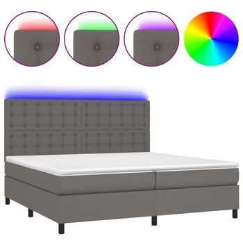 Cama Tapizada 203x200x128 Cm Vinilo - Gris