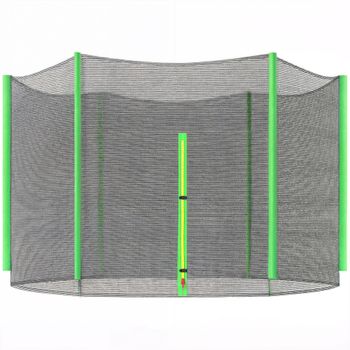SPORTNOW Red de Seguridad para Cama Elástica Ø305 cm para Exterior de 6 Postes con Anti-UV y Puerta con Cremallera Verde y Negro