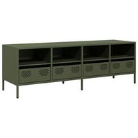 mueble tv acero laminado en frio verde oliva 135x39x435 cm vidaxl