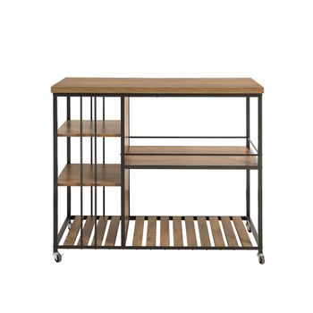 Carrito múltiusos para cocina con bandejas metal marrón