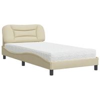 cama individual  cama para adultos  cama con colchon tela color crema 100x200 cm