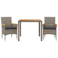 set de comedor jardin 3 piezas con cojines ratan pe acacia gris