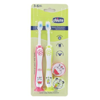 Chicco Pack Cepillos Dental 3-6 Años Rosa / Lima
