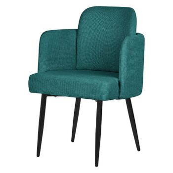 Silla de comedor funda de tela turquesa oscuro tapizado patas de metal