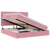 cama de almacenamiento led con colchon rosa 160 x 200 cm vidaxl