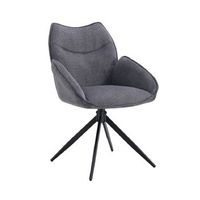 silla giratoria para comedor moorea r tela gris oscuro r patas de metal negro r altura 90 cm r estilo disenoindustrial