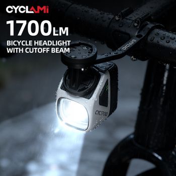 Luz Delantera para Bicicleta Inalámbrica CYCLAMI CYC1700, Luz Delantera Colgante con Control Remoto, Alto Brillo, Línea de Corte, 4000 mAh, 1700 Lúmenes, Aleación de Aluminio