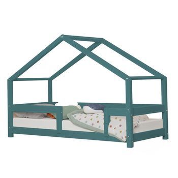 Cama Cabaña Infantil Lucky 90 X 190 Verde Petróleo