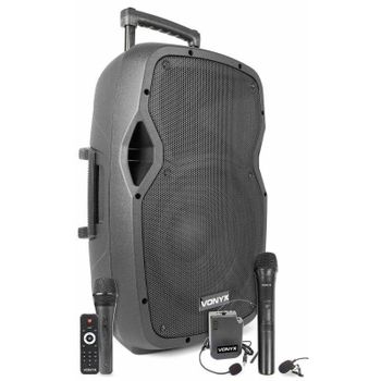 Altavoces Vonyx Portátil Bluetooth 600W con micrófonos y batería integrada