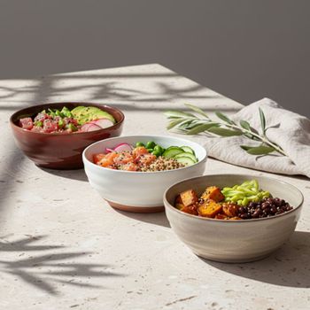 4 poke bowl gres de colores reactivos beige