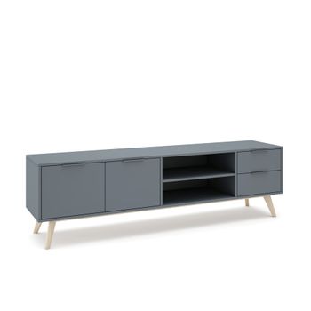 Mueble tv con 2 puertas y 2 cajones con estantes abiertos 180x53 cm