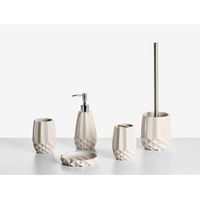 conjunto de 5 accesorios de bano jabonera dispensador de jabon escobilla de inodoro vaso soporte para cepillos de dientes beige samiria