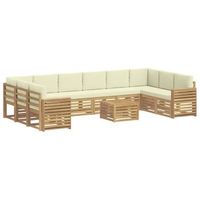 conjunto de sofas de exterior 11 uds blanco y crema poliester vidaxl