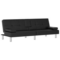 sofa cama  cama para adultos con portavasos cuero sintetico negro