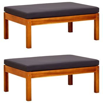 2 Piezas Reposapiés De Jardín | Otomana De Jardín | Taburete De Jardín Madera Maciza De Acacia Cfw87258