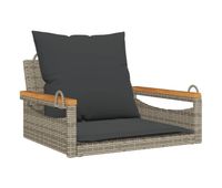 vidaxl banco columpio con cojines ratan sintetico gris 63x62x40 cm