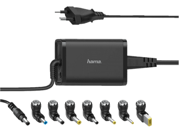 Cargador para portátil - Hama Universal Notebook, 65W, 7 adaptadores, 15-19 V, Universal, Negro
