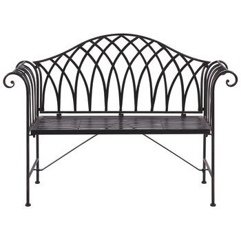 Banco De Jardín De Metal Negro 130 Cm 2 Plazas Reposabrazos Vintage Milazzo
