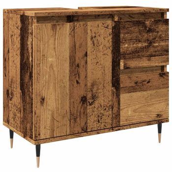 Armario De Baño | Mueble De Baño Madera De Ingeniería Envejecida 65x33x60 Cm