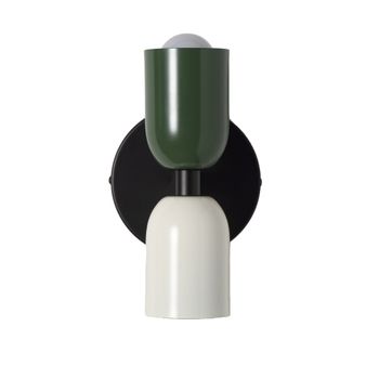 Aplique de pared doble E27 metal negro verde crema H20 cm