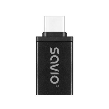 Adaptador Savio AK-80 USB-A 3.1 a USB-C 3.1 Negro