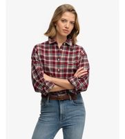 superdry para mujer w4010547a camisa check flannel relaxed burdeos m casual algodon manga larga