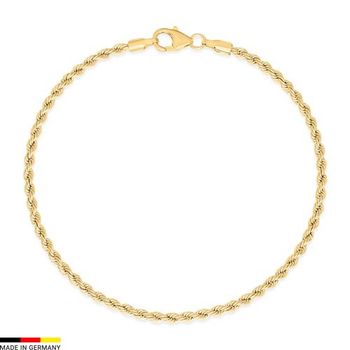 Pulsera de cordón de oro amarillo de 14 quilates, 2,1 mm