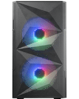 caja compacta microatx mars gaming mc-me black frontal mesh con 2 ventiladores frgb 120mm lateral de cristal templado sin fuente de alimentacion