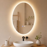 espejo de bano oval led 50x70 cm pared ip44 interruptor tactil antivaho regulable 3000k-6500k zmh