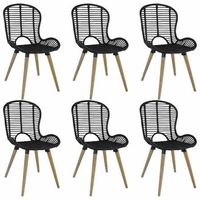 sillas de comedor 6 unidades de ratan natural negro vidaxl