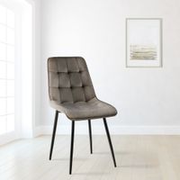 silla de comedor con reposapies en terciopelo antracita