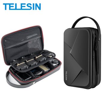 TELESIN bolsa espacial ajustable de transporte impermeable PU para GoPro Hero 13 12 11 10 9 8 7 6 Insta360 Osmo bolsa de accesorios de acción