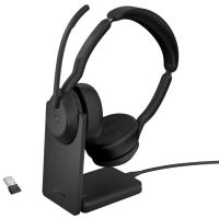 jabra evolve2 55 auriculares inalambrico y con cable para centro de llamadas con base de carga negro