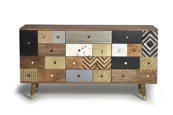 Aparador en madera de mango y detalles multicolor