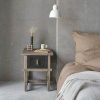 mesita de noche de madera de pino maciza reciclada